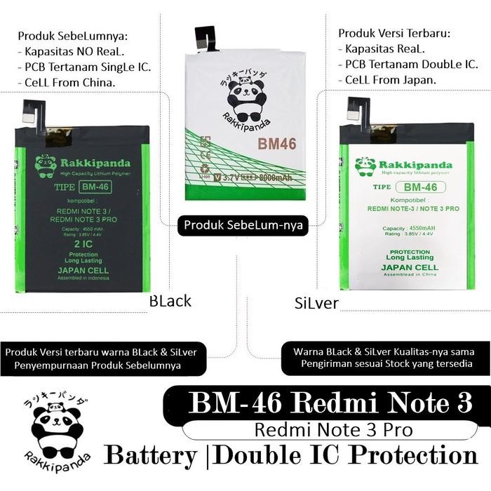 M07P  Baterai Xiaomi Redmi Note 3 Pro Bm46 Bm-46 Double Ic Protection