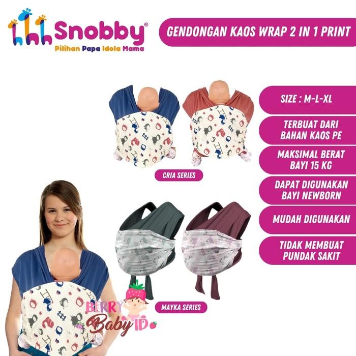 Snobby Gendongan Kaos Baby Wrap 2in1 Gendongan Bayi Posisi M-Shape