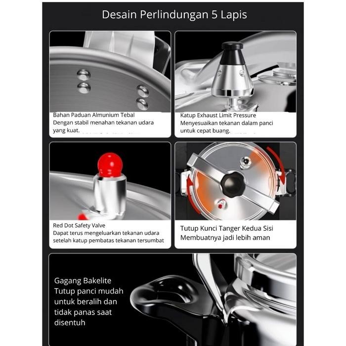 SM LIVING PRESSURE COOKER PANCI PRESTO DAGING ALUMINIUM HIGH QUALITY KAPASIATAS 3L, 4L 7L DAN 11L