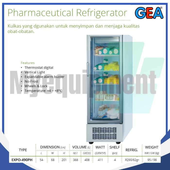 PHARMACEUTICAL REFRIGERATOR KULKAS OBAT DISPLAY GEA EXPO-490PH
