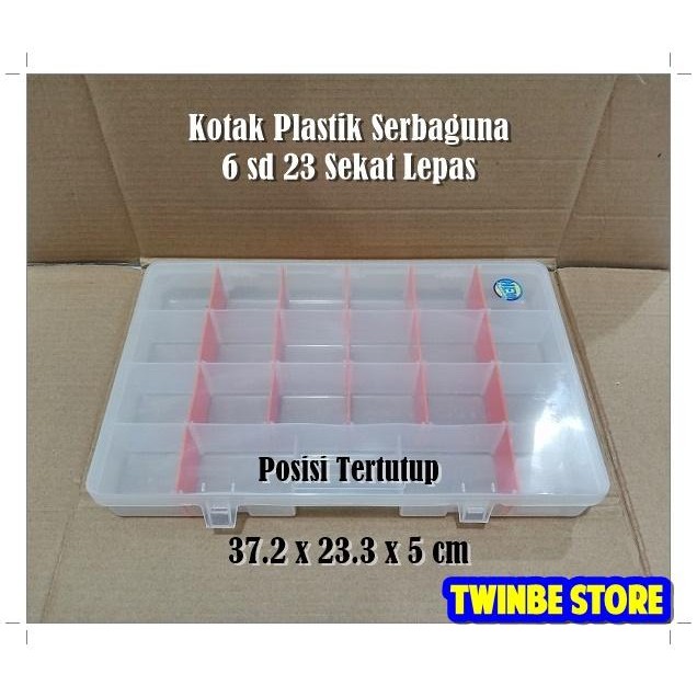 Kotak Plastik Storage Box Multifungsi 6-23 Sekat Lepas Mainan Perkakas