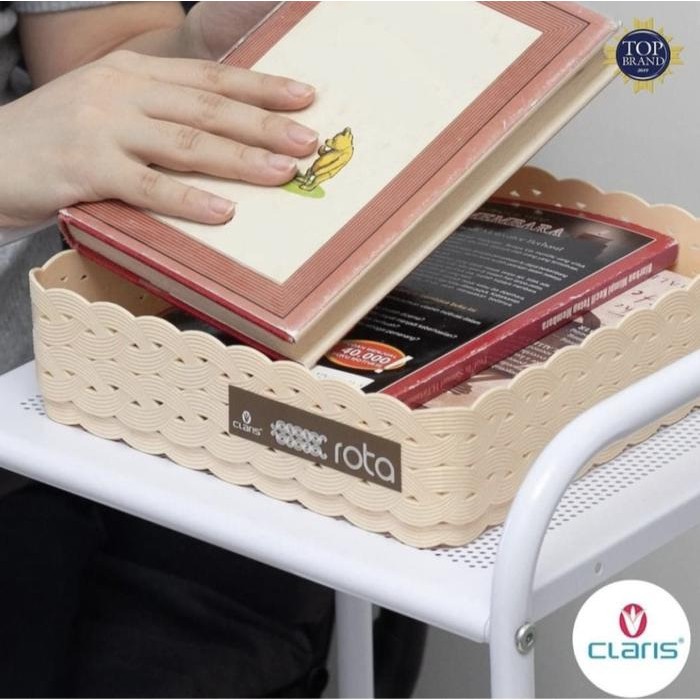 Claris Travessa Keranjang Nampan Tray Plastik Anyaman Rotan Rota Anyam