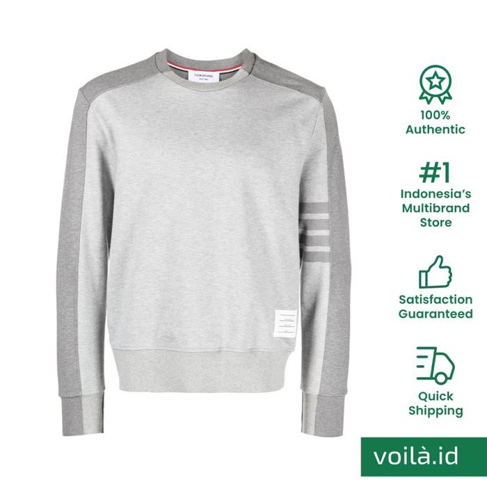 TERMURAH Voilaid Thom Browne 4-Bar Stripe Cotton shirt Grey READY STOCK