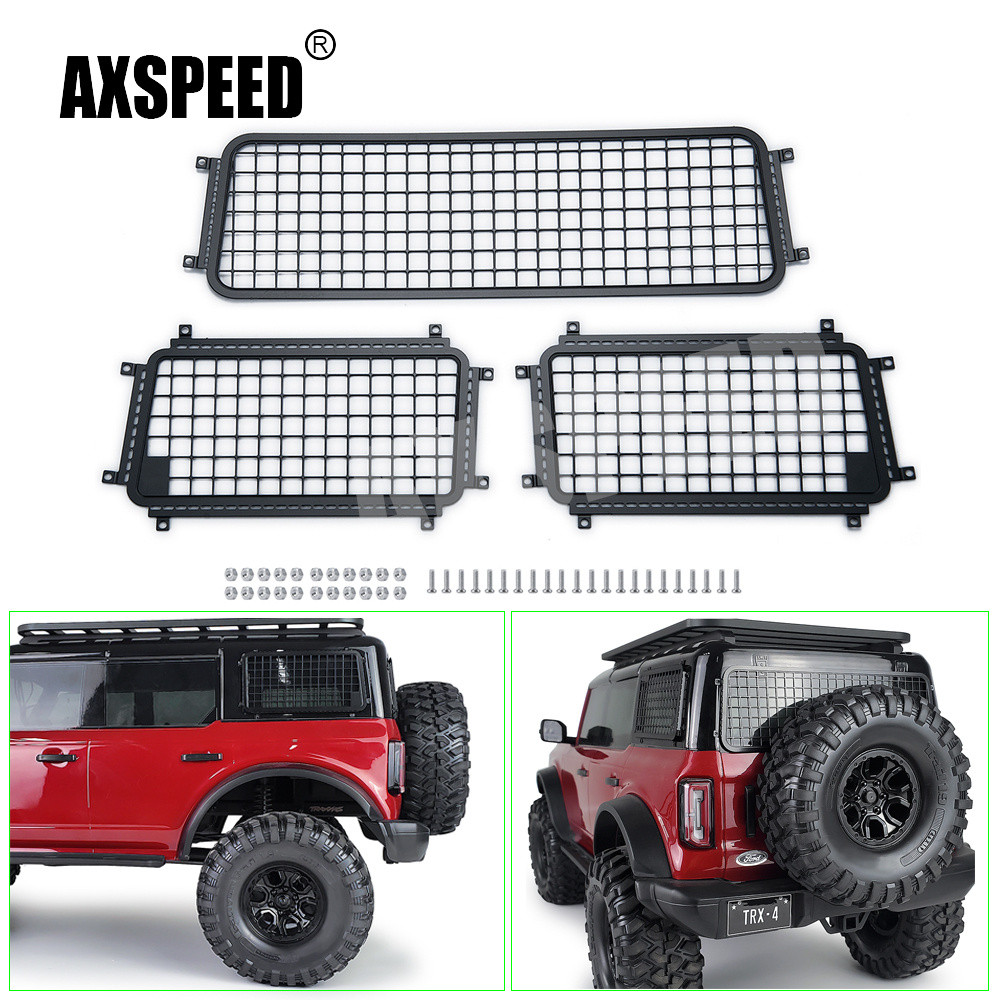 AXSPEED 1Set Metal Window Mesh Protective Net Guards for TRX-4 TRX4 Bronco 1/10 RC Crawler Car