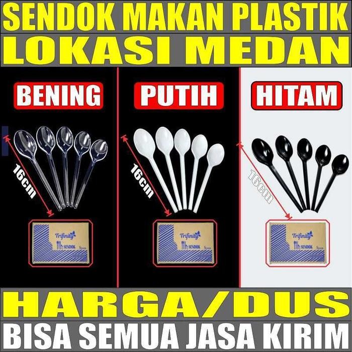 Sendok Makan Plastik Panjang Kuat Tebal Bening Hitam Putih Tft Dus Kirim Medan