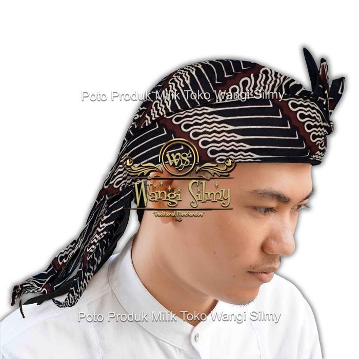 SIAPKIRIM Blangkon Sunda Motif Batik Liris - Iket Totopong Iket Sunda Putih READY STOCK