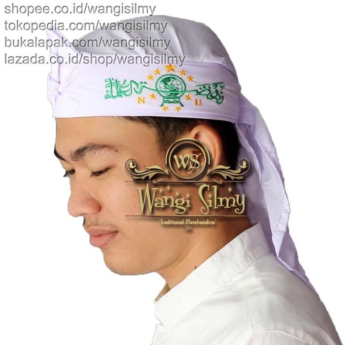 TERMURAH Blangkon Sunda Bordir NU Putih - Iket Ikat Totopong Bendo Sunda NU READY STOCK