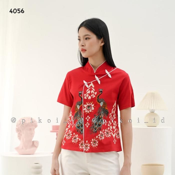 TERMURAH Baju atasan cheongsam / baju cheongsam merah / atasan cheongsam pita READY STOCK