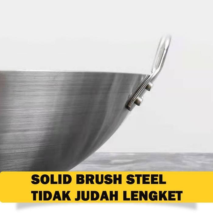 QME - Wajan Stainless GRATIS SPATULA Stainless Steel Wajan Tebal Ukuran 36CM-50CM KUALITAS PREMIUM