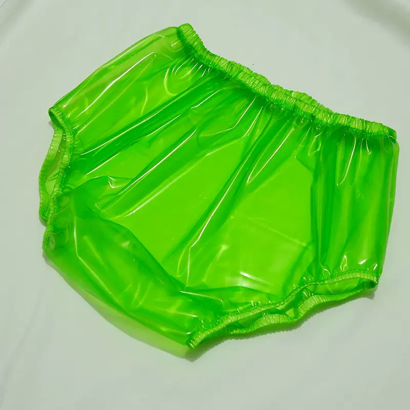 ABDL Green PVC Transparent Thick Plastic Underpants High Waist Waterproof Loose Soft Silent Diaper B