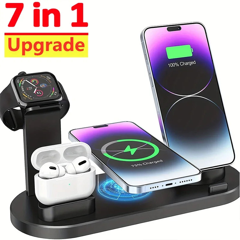 30W 7 in 1 Wireless Charger Stand Pad For iPhone 14 13 12 Pro Max Apple Watch Airpods Pro iWatch 8 7
