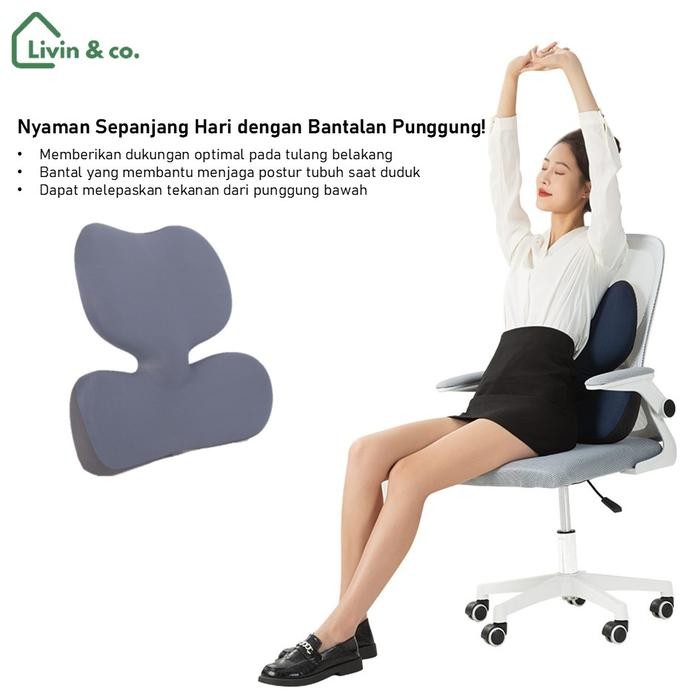 Livin & Co. - Bantal Punggung Ortopedi Ergonomis Bantalan Sandaran Penyangga Punggung Kursi Kerja