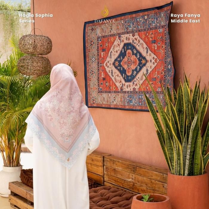 lplw- - Hagia Sophia Series Jilbab Motif Floral Kerudung Segi Empat Hijab Scarf Bahan Voal
