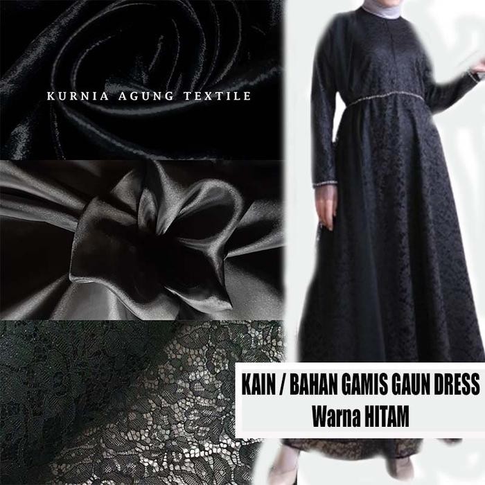 ASLI Kain Warna Hitam Polos Satin England Soft Tile Brokat Glitter Organza Org Kain tile Glitter