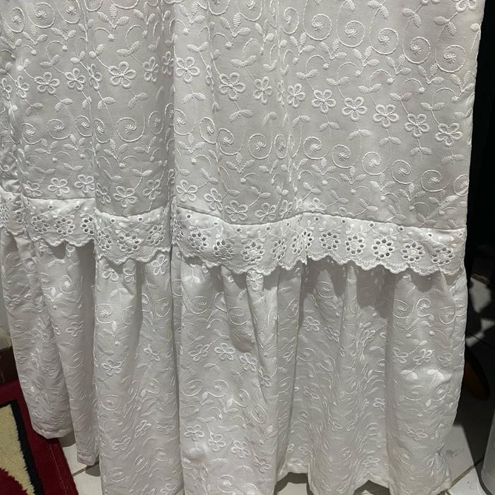 k4un- Gamis Katun Umroh Haji Katun Bordir Katun Polos Putih Bunga Motif Muslim Jepang Rempel