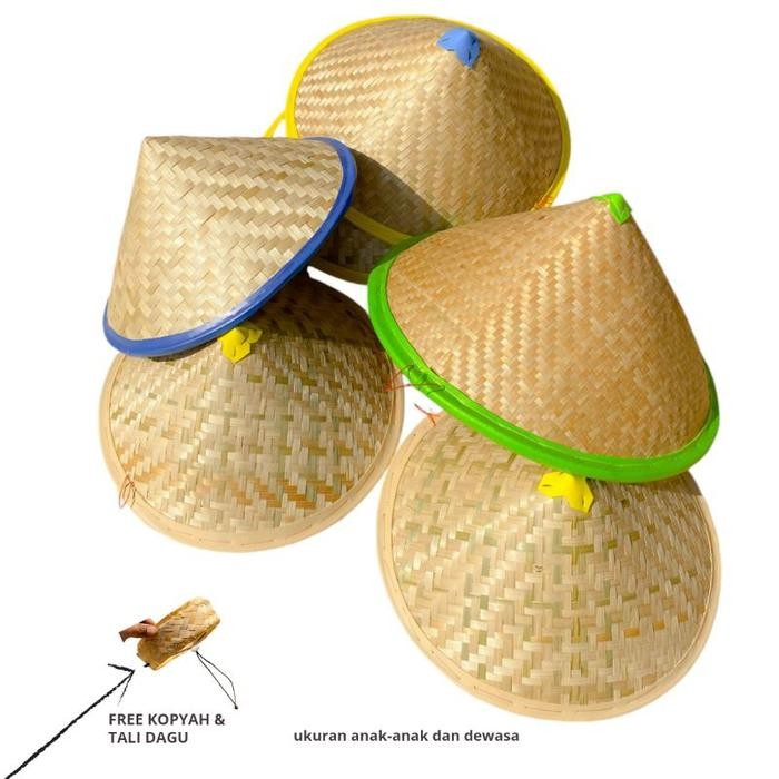 ZonaMurmer- Caping Petani Topi Anak Dewasa Bahan Bambu Alami