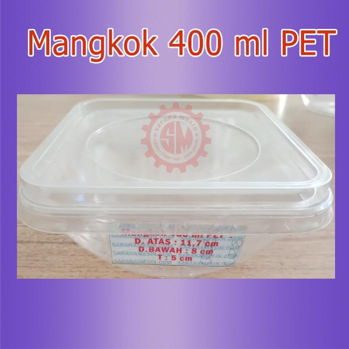 NewGresTockt- Mangkok Plastik 400 Ml Pet / Mangkok Salad 400 Ml Pet + Tutup
