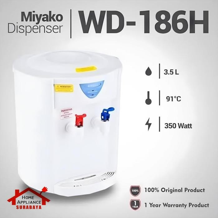 HariPromo- Miyako Dispenser Air Galon Bulat Panas & Normal Wd-186H / Wd 186 H
