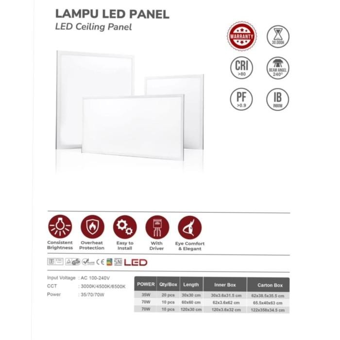 Lampu Led Panel Downlight Led Inbow Kotak 30X30 30 60 120 Cm 35 70 Wat