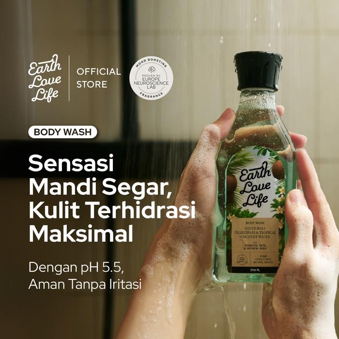 EARTH LOVE LIFE South Bali Frangipani & Tropical Coconut Water Body Wash 250 ml SABUN WANGI SABUN