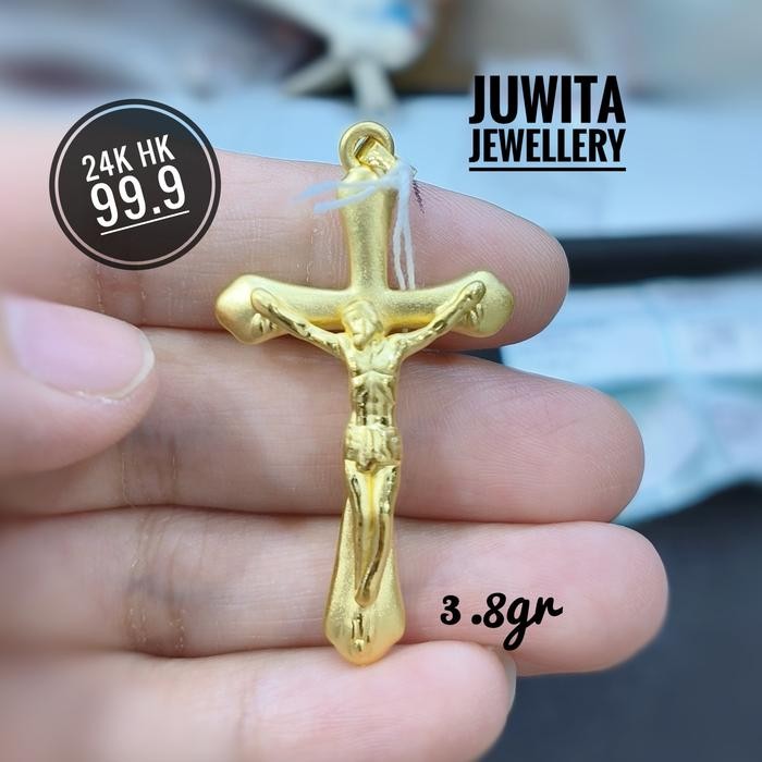 LIONTIN EMAS SALIB TUHAN YESUS 24K 24karat 24 karat HK 999 Hongkong