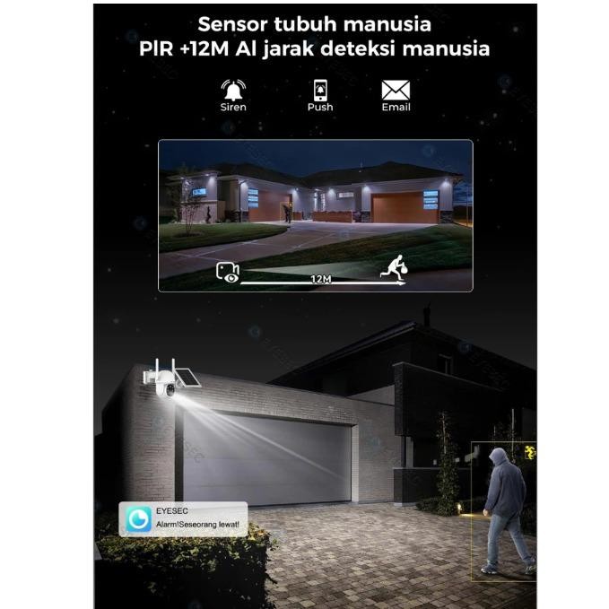 x3ad- Eyesec Cctv 4G Tenaga Surya Pir Low Power Outdoor Weatherproof Cctv Solar 10500Mah
