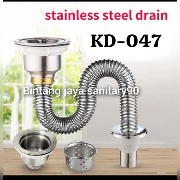 Afur bcp selang Stainless/afur pembuangan bak cuci piring Stainless