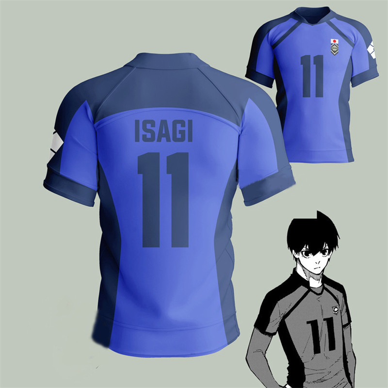 Anime Japan Blue Lock Isagi Yoichi Football Jersey T-Shirt Cosplay Hyoma Chigiri Meguru Bachira Tee