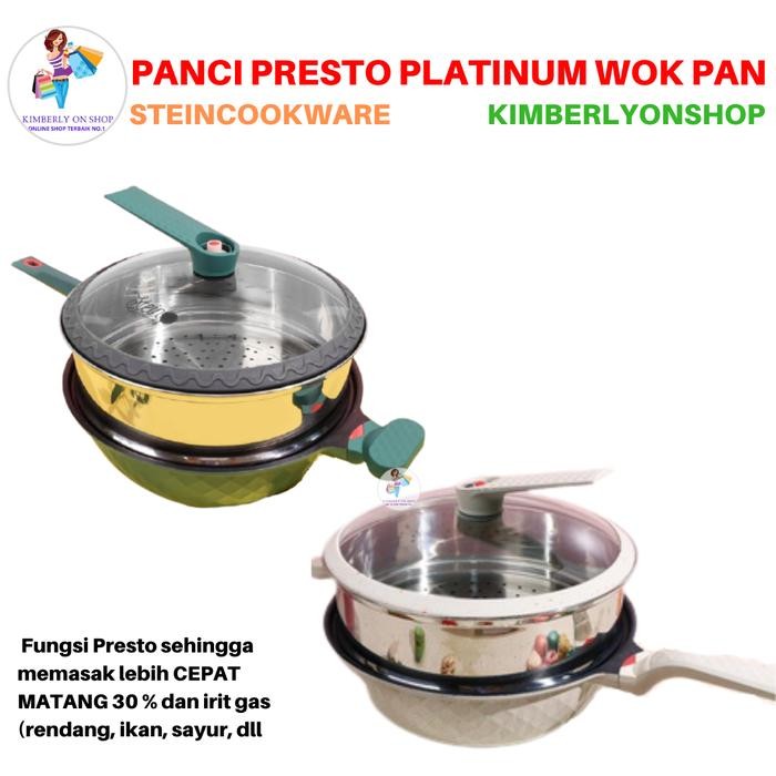 PANCI PRESTO WOK PLATINUM PRESSURE COOKER 32 CM STEINCOOKWARE