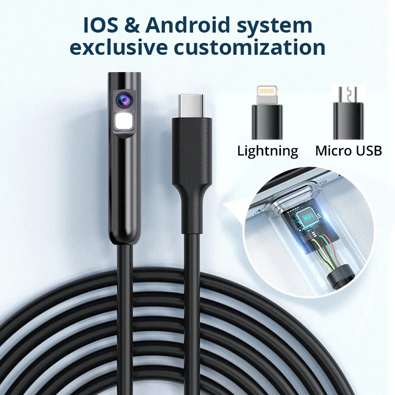 2Mp Otg Endoscope Camera Automotive Boroscope Inspection Camera Device For Apple Iphone Ios Smart