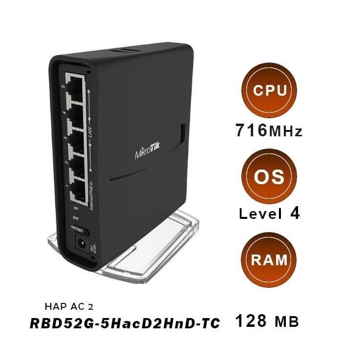 Mikrotik Rbd52G-5Hacd2Hnd-Tc Hap-Ac2 Wireless Router Indoor Rbd52G Tbk