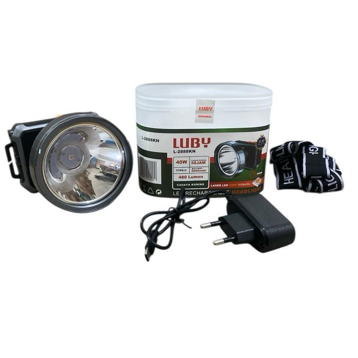 Terlaris Luby Senter Kepala L 2888Kn Cahaya Kuning 40 Watt Lampu Baterai Usb