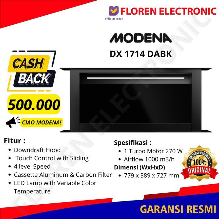 Modena DX 1714 DABK Downdraft Hood DX1714DABK Cooker Hood Modena touch control 4 speed Garansi - Kur