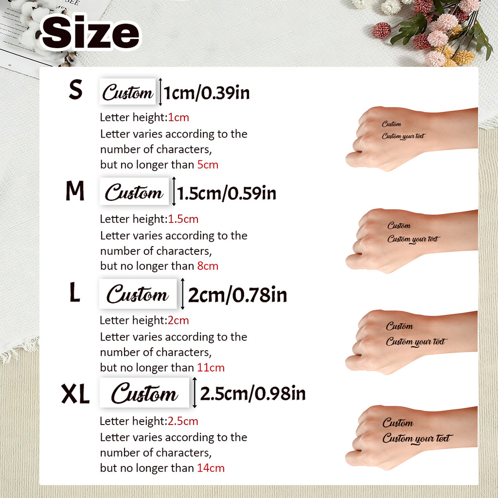 Custom Text Tattoo Stickers,Personalized Temporary Tattoo Stickers,Customized Fake