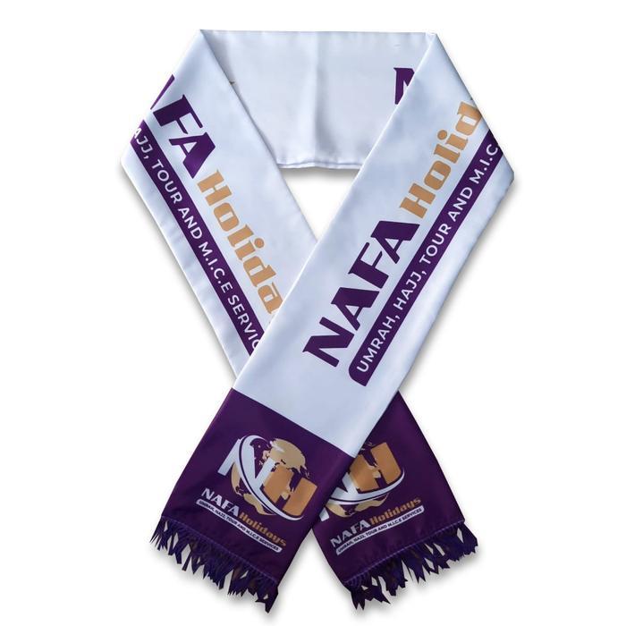 Nazhifa Printing - Syal Printing Custom Bisa SATUAN - Umroh / Bola / Komunitas / Wisata / Suporter (