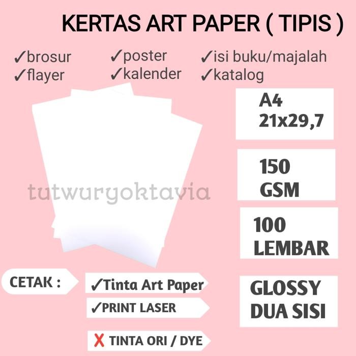 

Pilihan- Kertas Art Paper 150 Gsm A4 Isi 100 Lembar Bahan Brosur Glosy 150 Gsm