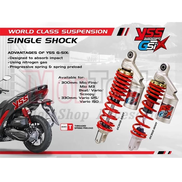 Shok Shockbreaker Shock Tabung Atas 300/330 New YSS GSix BEat FI Scoopy Vario 125/150 Mio M3 Xeon