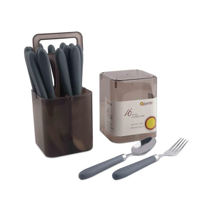 Pilihan- Appetite Set 16 Pcs Hugo Alat Makan - Abu-Abu