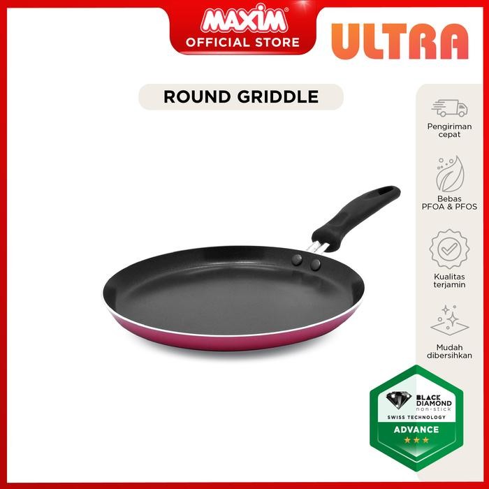 Pilihan- Maxim Ultra Pink Wajan Teflon Anti Lengket 25Cm Round Griddle Pan