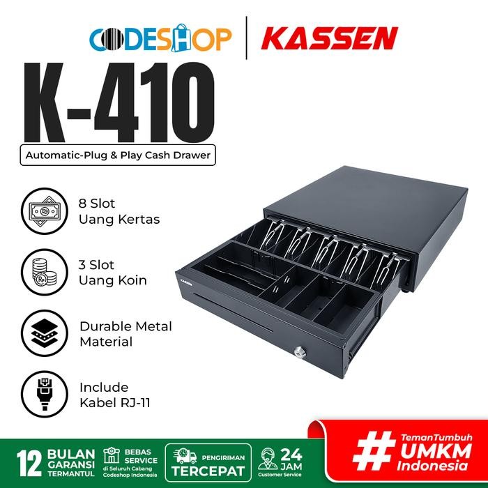 

KASSEN K410 RJ-11 CASH DRAWER SETARA EPPOS PANDA KE PRINTER KASIR RJ11