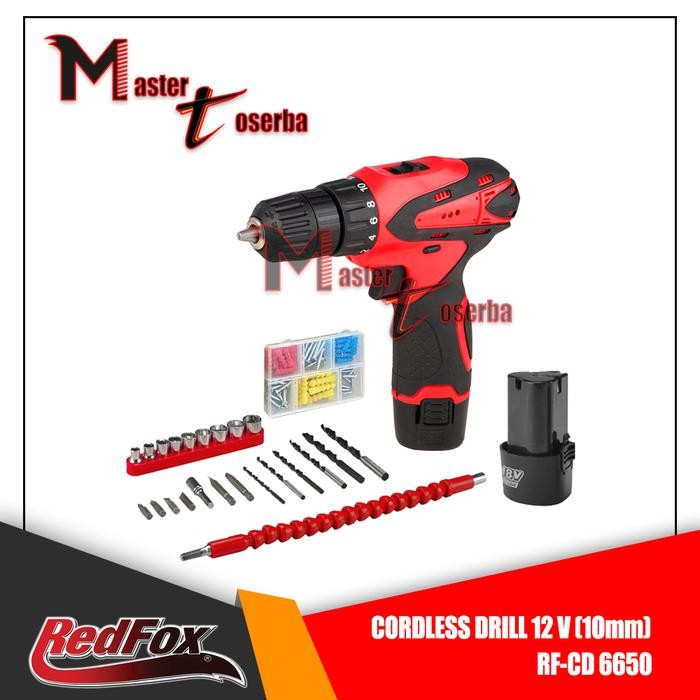 Mesin Bor Baterai Cordless Drill Cd 6650 12V Redfox