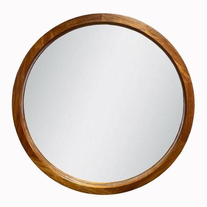 Aesthetic Mirror, cermin dinding bulat, cermin gantung kayu jati asli, jati jepara