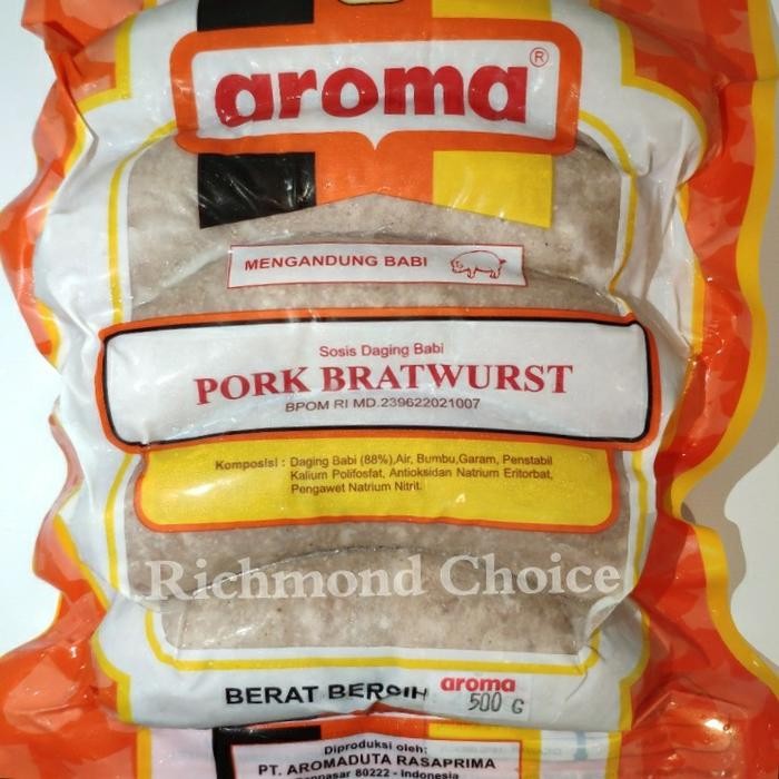 

Pilihan- Pork Bratwurst Aroma / Sosis Babi Aroma 500 Gram