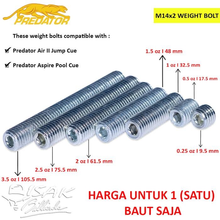 Predator Weight - 1 Buah Pemberat Predator Aspire & Air Ii Jump Cue - Billiard Cue Stick Billiard
