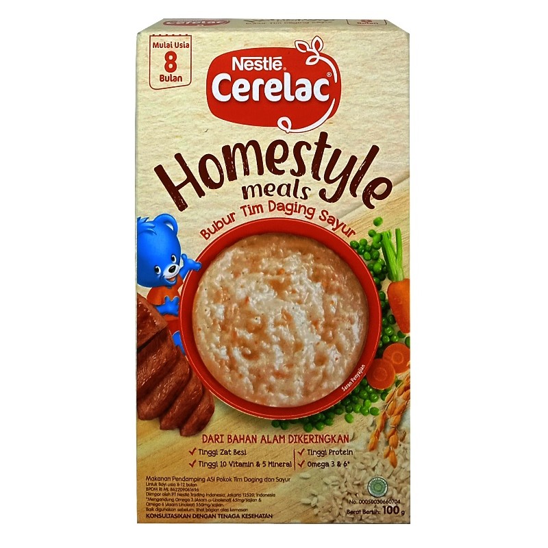 

S56044 CERELAC HOMESTYLE BUBUR TIM DAGING SAYUR MAKANAN BAYI 100GR KOTAK MAJU BERSAMA (20250910)