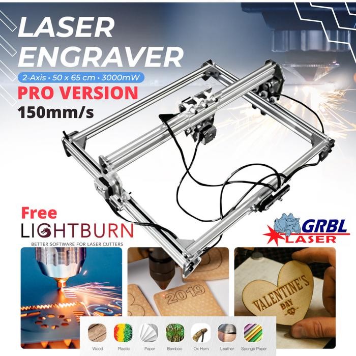 Ready Stock Mellin-Jaya Mini Cnc Laser Engraver Cn300 Diy 2 Axis 50X65Cm 3000Mw Biru Pro Version