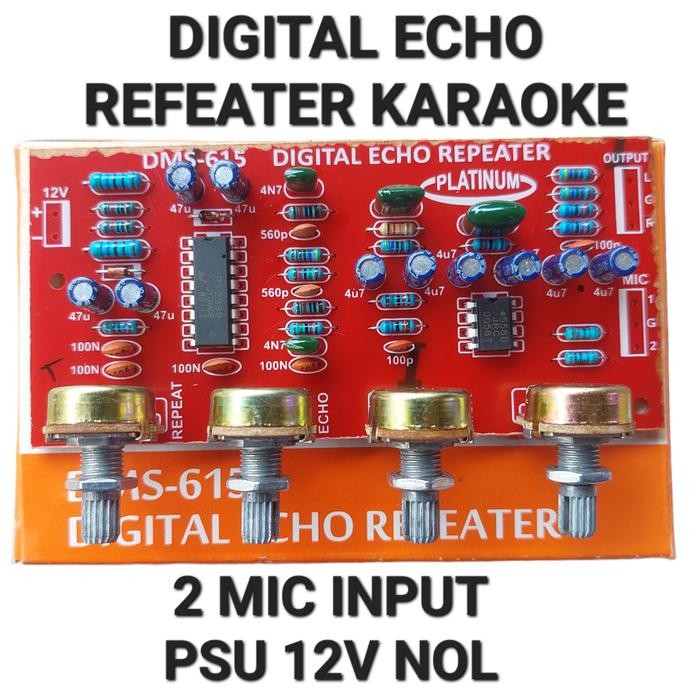 Pilihan- Dms 615 Digital Echo Karaoke 2 Mic 12V Dc Nol Refeat Gema Ori Platinum