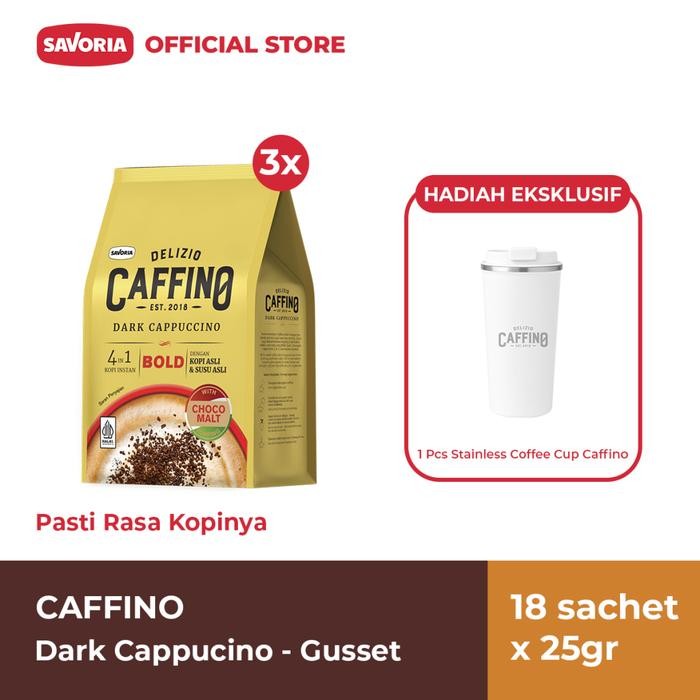 

Pilihan- Caffino Dark Cappucino Gusset - 18 Sachet X 25Gr + Stainless Coffee Cup
