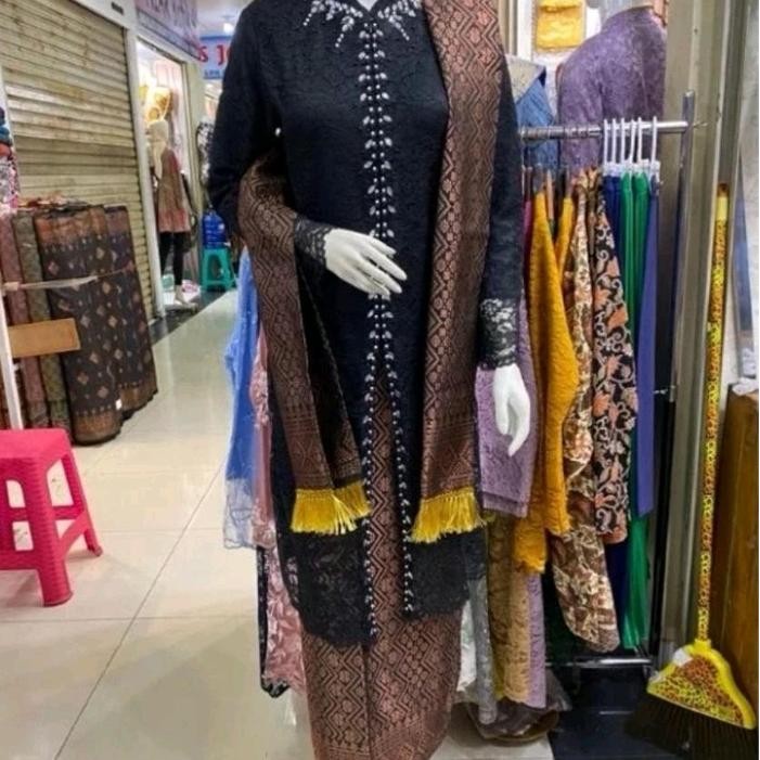 Pilihan- Viral/ Setelan Kebaya Ibu Hajat Free Hijab/Kebaya Long Tunik Plus Selendang Songket