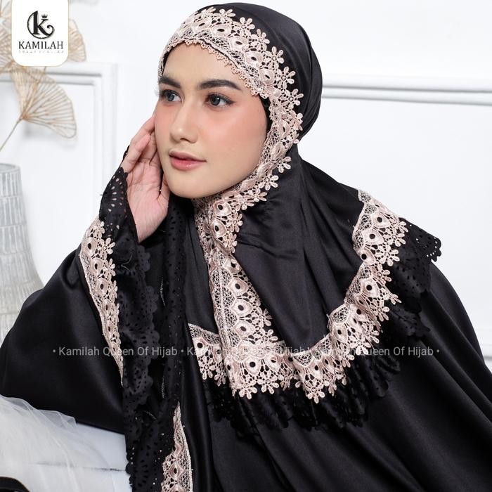Pilihan- [Beli Lokal] Mukena Dewasa Rempel Silk Lembut Lasercut Kalung Renda Mewah Cantik